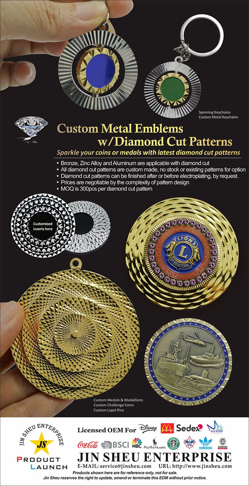 Custom Metal Emblems W/diamond Cut Patterns. | Promotional Products ...